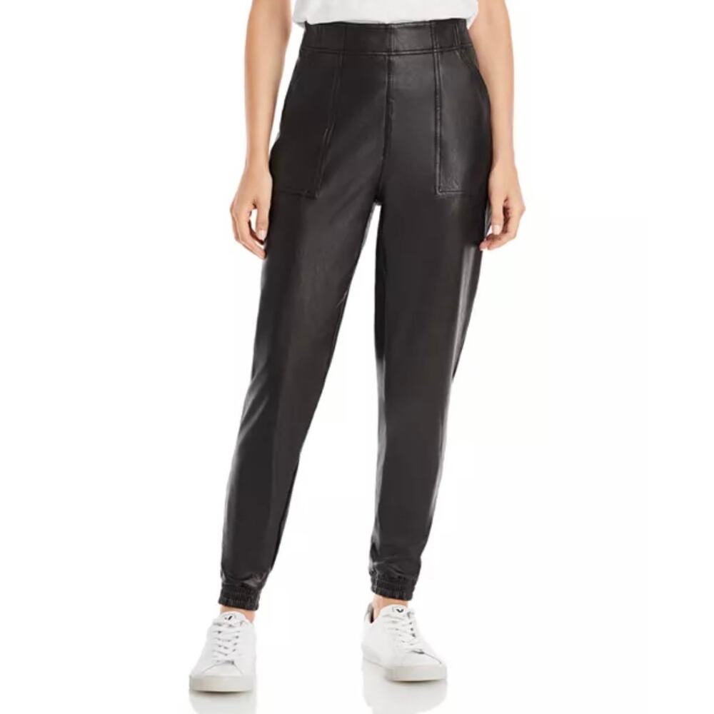 Spanx‎ Leather-Like Faux Leather Pull-On Joggers Women Size S Black EXCELLENT